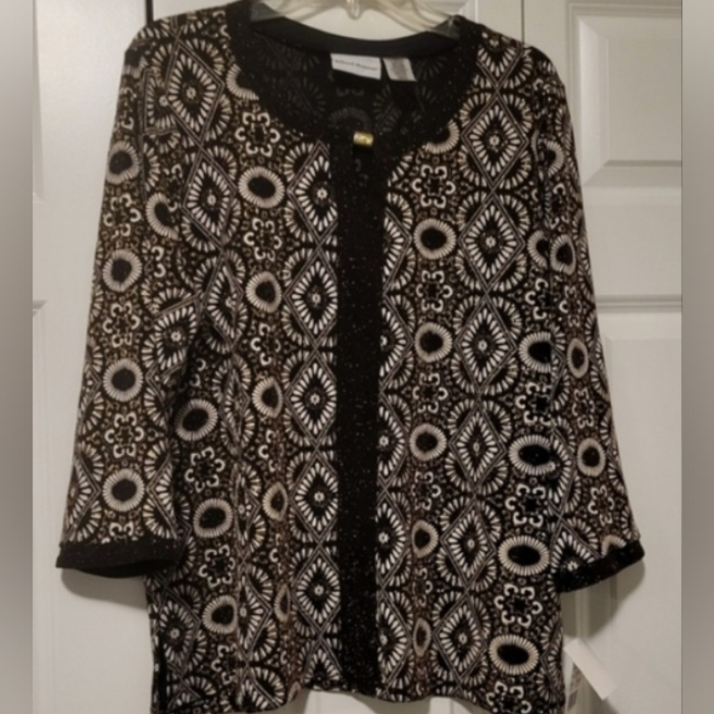 Alfred Dunner multicolored blouse  with detailing on front XL New With Tags